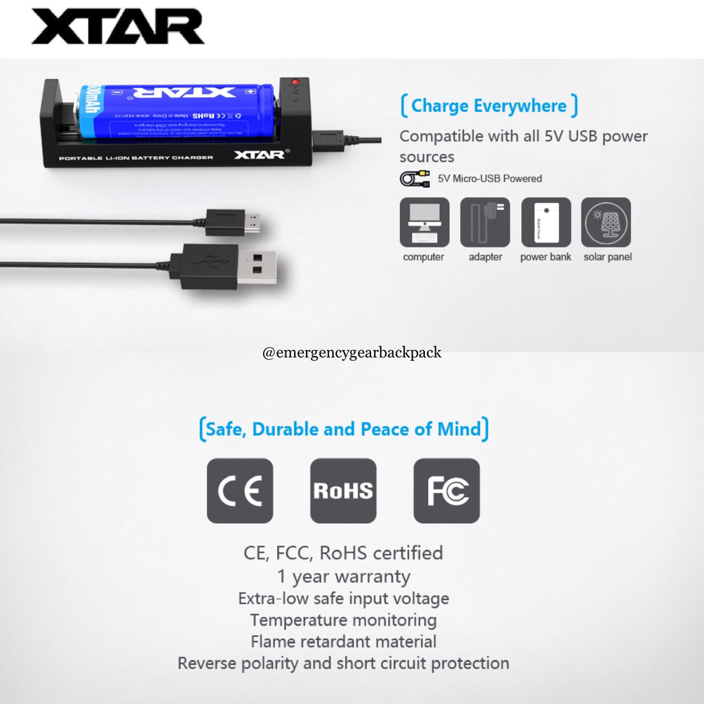 XTAR MC1S - 1A Smart Battery Charger USB