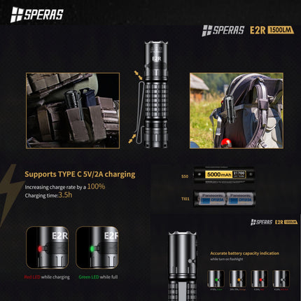 SPERAS E2R 1500LMS 267M 21700 EDC Flashlight