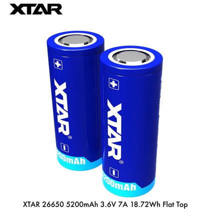 XTAR 26650 5200mAh 3.6V 7A Flat Top & Button Top Protected Rechargeable Battery
