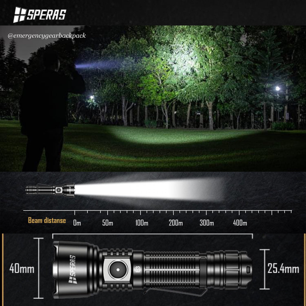 SPERAS E3 1300LMS 350M EDC Tactical Flashlight