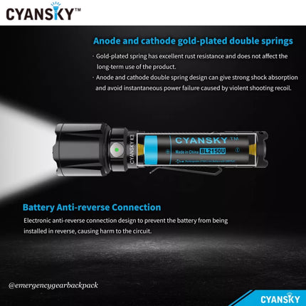 Cyansky K3 V2.0 Tactical Flashlight 2000LMS 700M