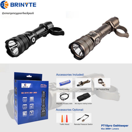 BRINYTE PT18pro Oathkeeper 2000 Lumens 360M Tactical Flashlight
