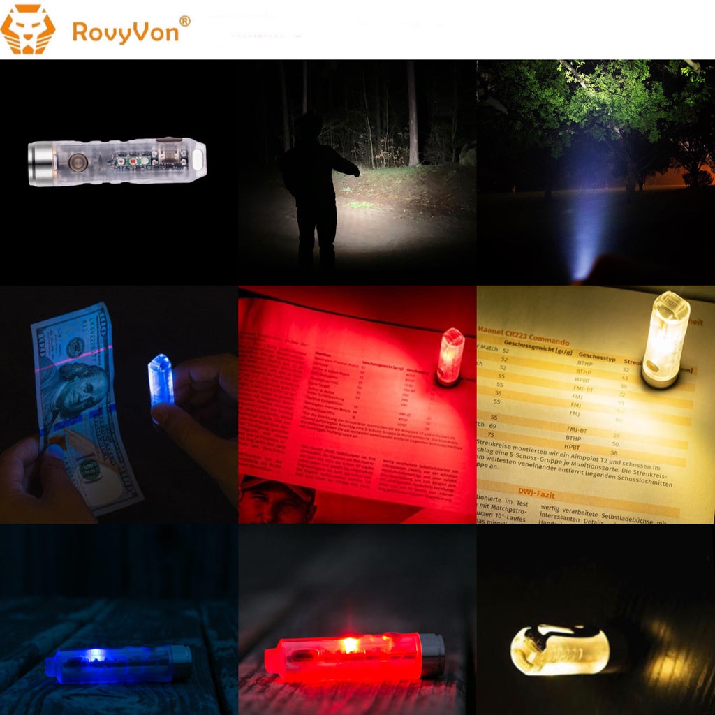 RovyVon Aurora A8x CREE XP-G3  UV/Red/White EDC Keychain Flashlight