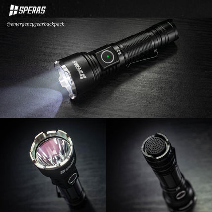 SPERAS E3  EDC Tactical Flashlight 1300 Lumens 350M
