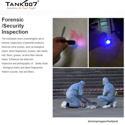 TANK007 UV-L03C NDT Forensic 365nm Rechargeable Flashlight