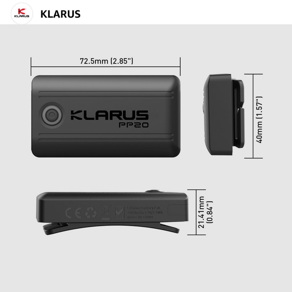 Klarus HR1 Plus-PP20 2000mAh Rechargeable Li-Polymer Battery Pack