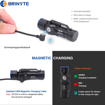 Brinyte HL16 Noctua Headlamp 520LMS 140M - | Emergency Gear Backpack Thailand