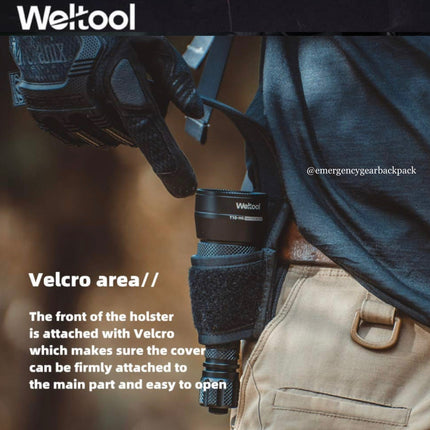 Weltool FH6 Semi-closed Nylon Flashlight Holster With Velcro Closure