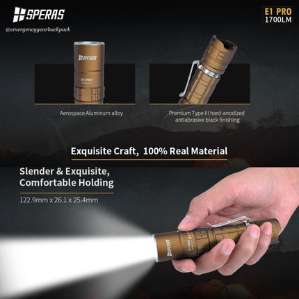 SPERAS E1 PRO 1700 Lumens 284M EDC Flashlight