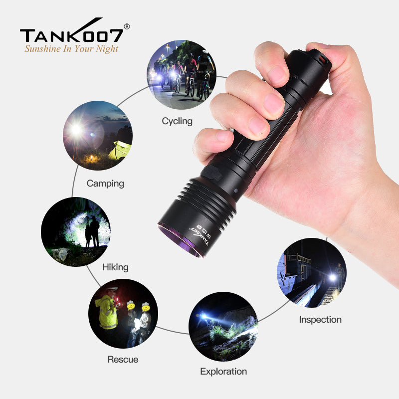 TANK007 UV122 Dual LEDs White LED+UV 365nm 5W Flashlight