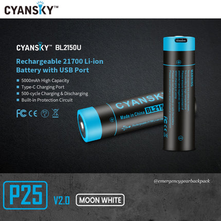 Cyansky P25 V2.0 Moon White Micro-arc Oxidation Outdoor Flashlight - | Emergency Gear Backpack Thailand