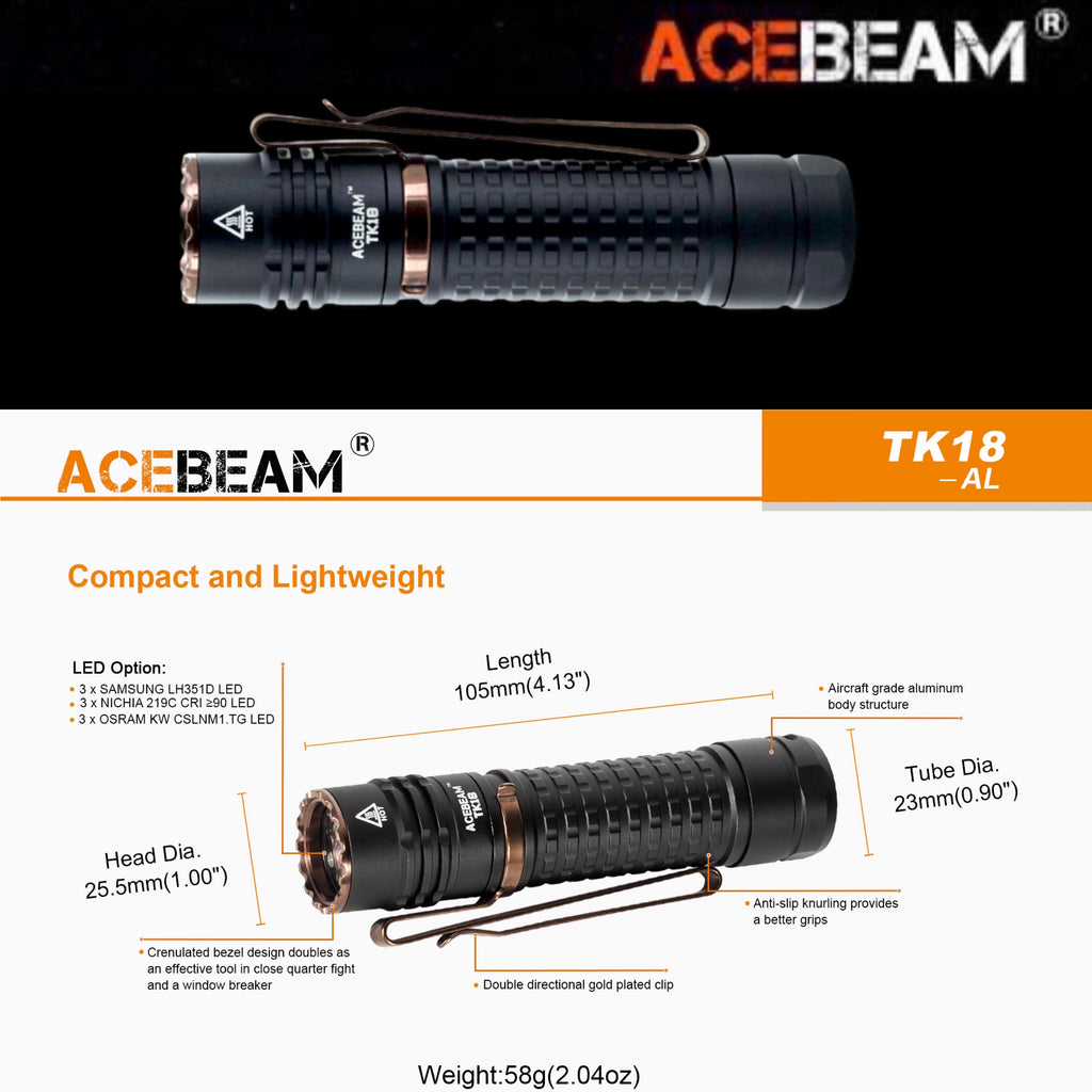 ACEBEAM TK18 AL EDC Flashlight