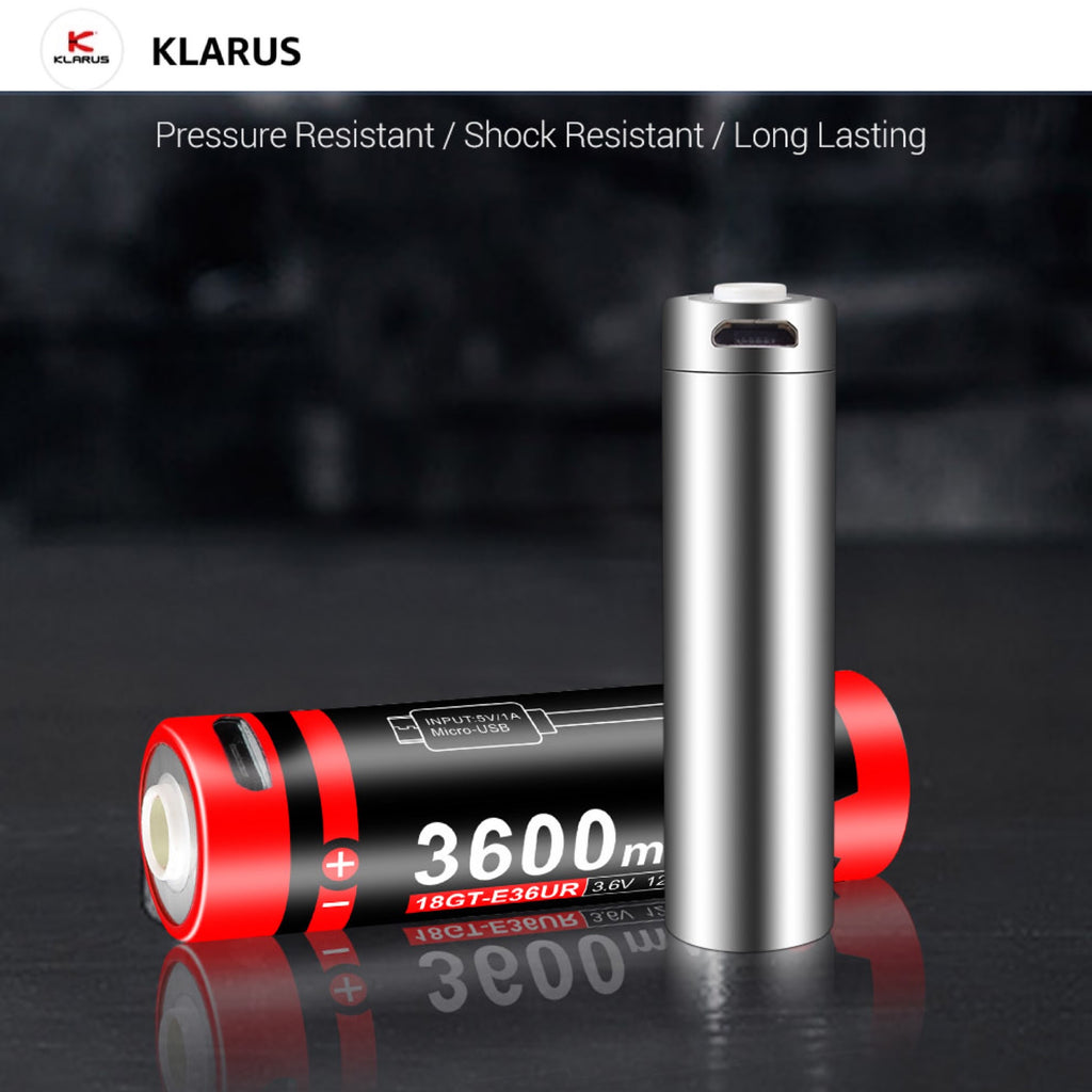 Klarus 18GT-E36UR 18650 3600mAh 3.6V Li-ion Battery for Klarus E1/E2 Flashlight