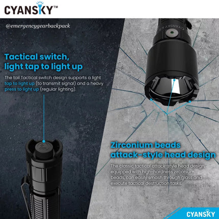 Cyansky K3 V2.0 Tactical Flashlight 2000LMS 700M