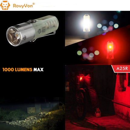 RovyVon Aurora A25 White/RED Green GITD Keychain Flashlight