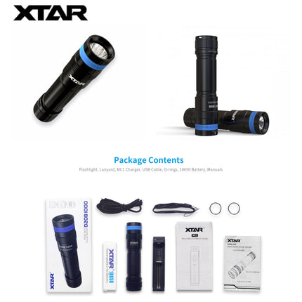 XTAR D20B 1000LMS 50M Diving Flashlight
