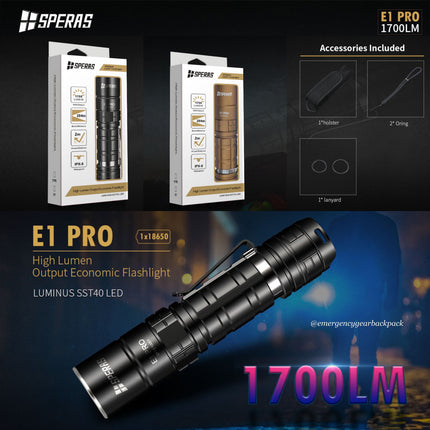SPERAS E1 PRO 1700 Lumens 284M EDC Flashlight
