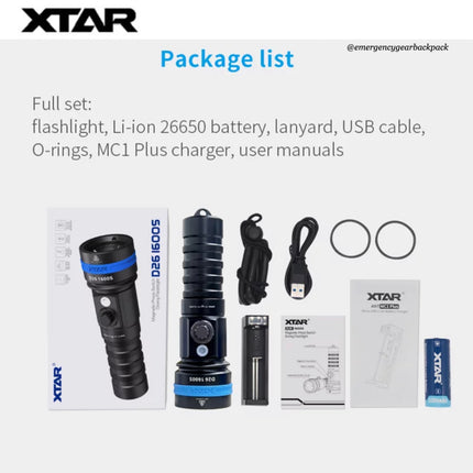 XTAR D26 1600S 100M Diving Flashlight