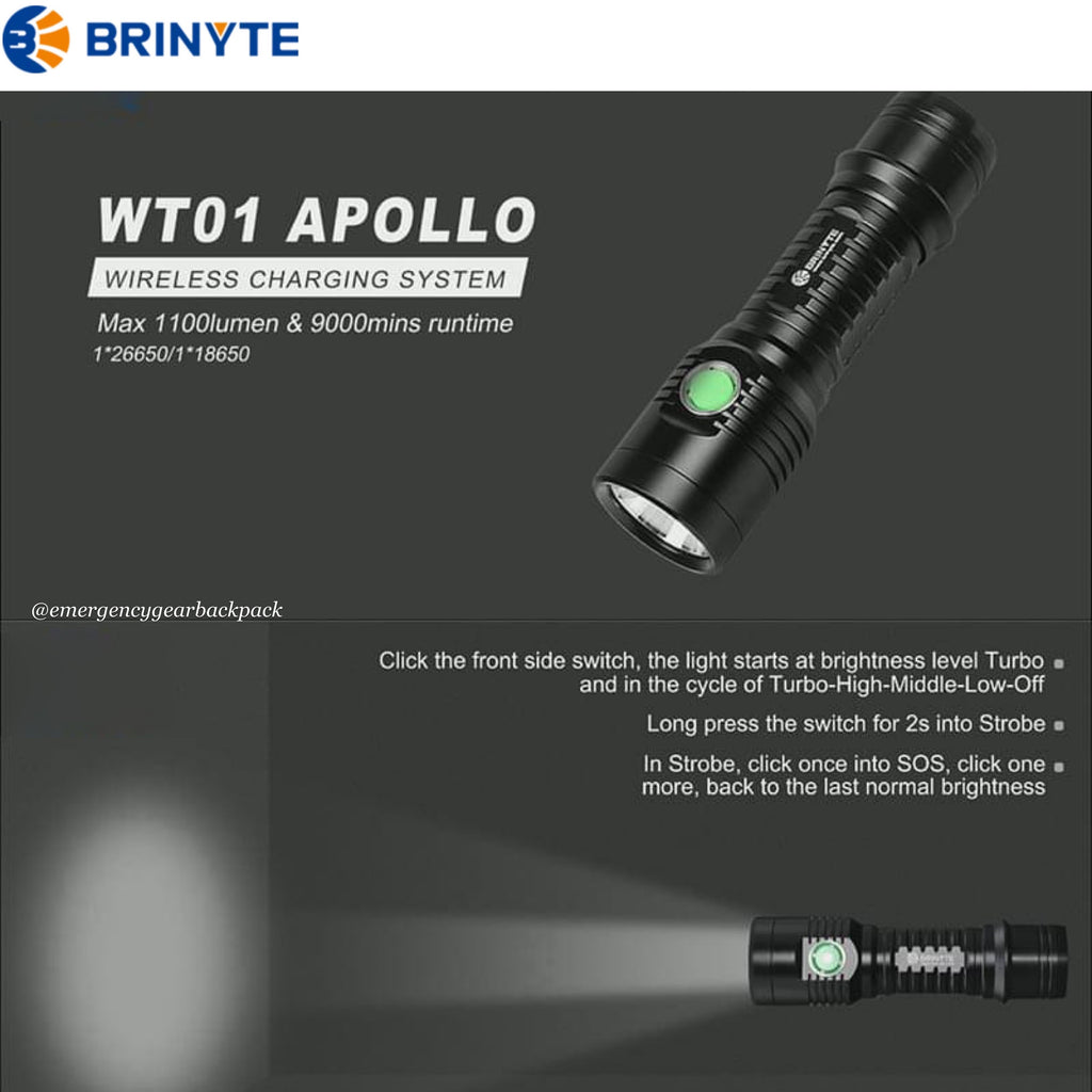 BRINYTE WT01 Apollo 1100LMS 320M Multifunction Flashlight