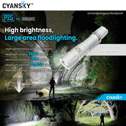 Cyansky P25 V2.0 Moon White Micro-arc Oxidation Outdoor Flashlight - | Emergency Gear Backpack Thailand