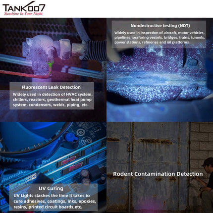 TANK007 UV-L03C NDT Forensic 365nm Rechargeable Flashlight