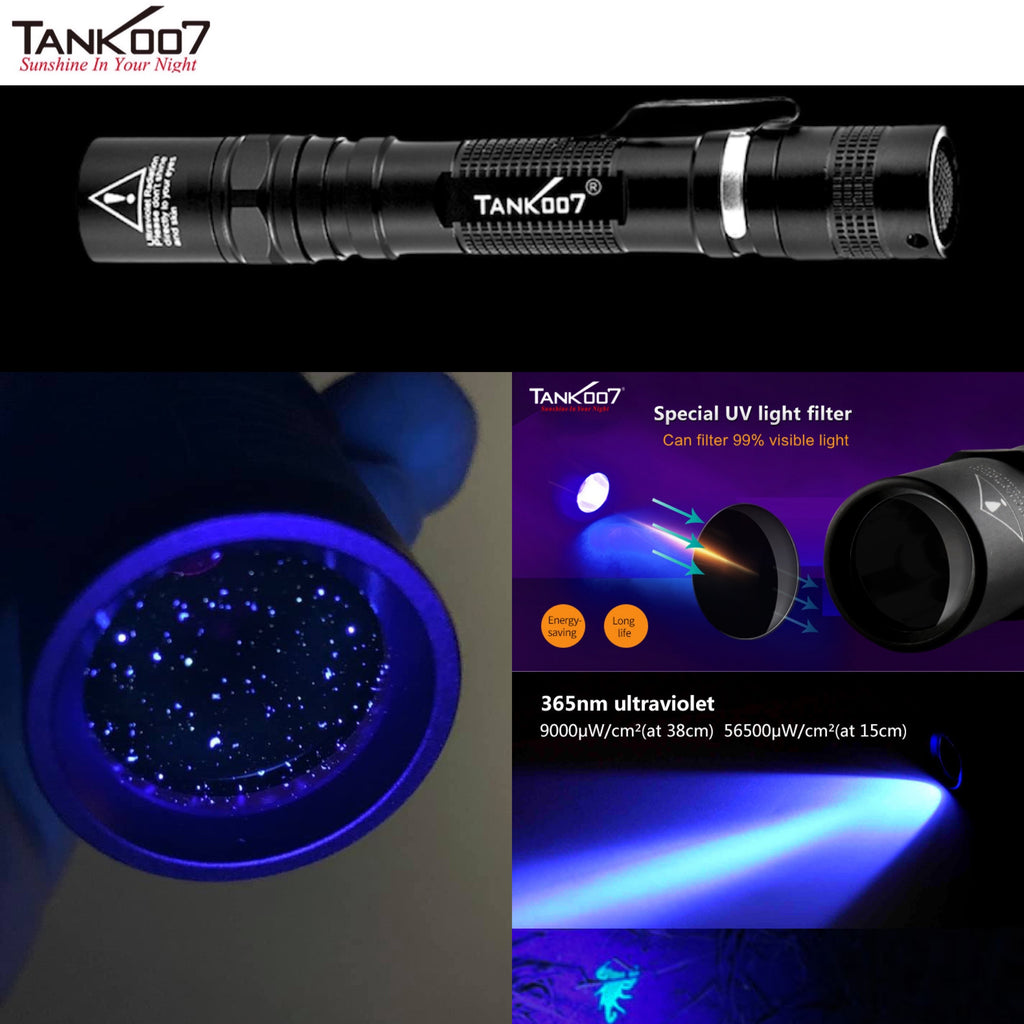 TANK007 UV-AA02 365nm 3W High Power Pure UV Flashlight