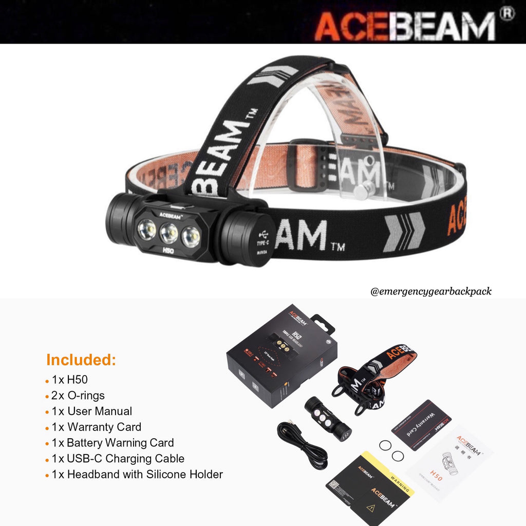 ACEBEAM H50 2000LMS 137M Adventure Headlamp
