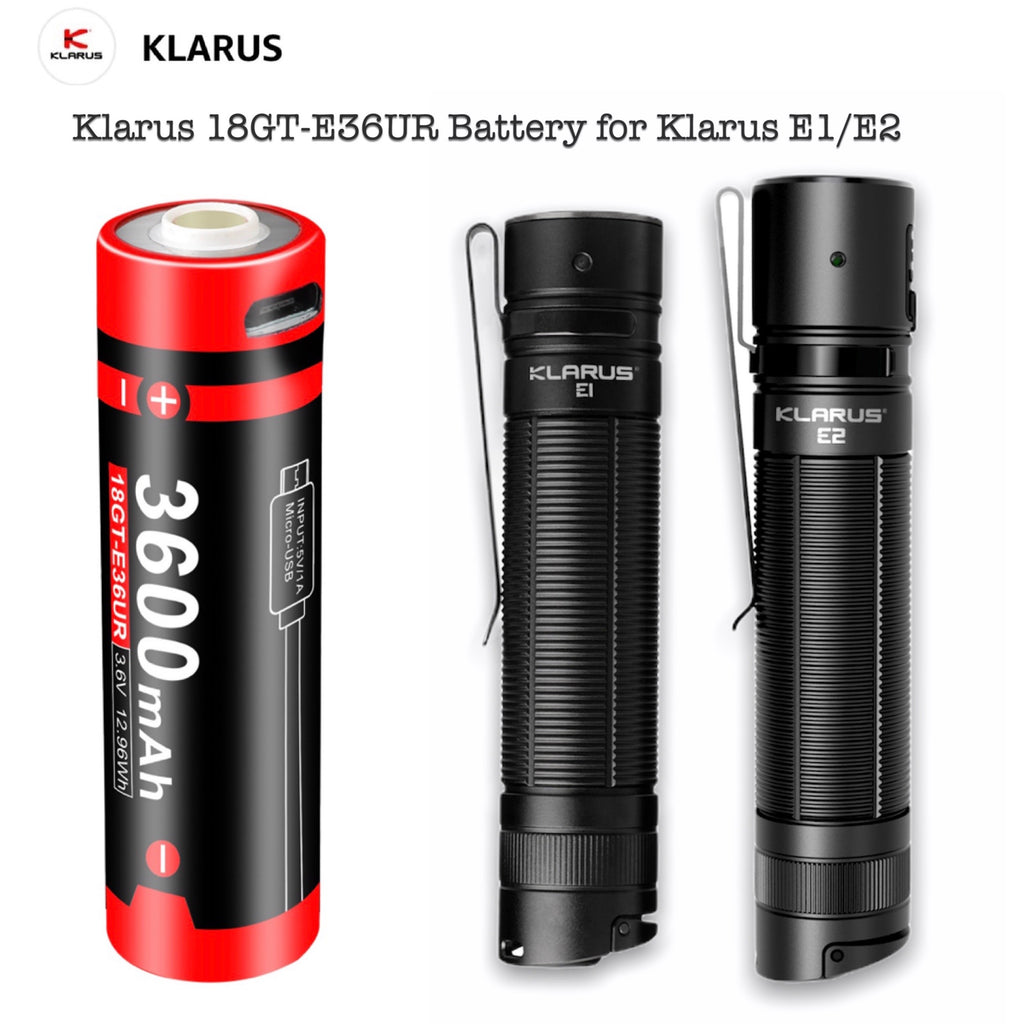 Klarus 18GT-E36UR 18650 3600mAh 3.6V Li-ion Battery for Klarus E1/E2 Flashlight