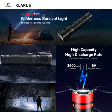 Klarus E2 1600 Lumens 190M Deep Carry Pocket EDC Flashlight