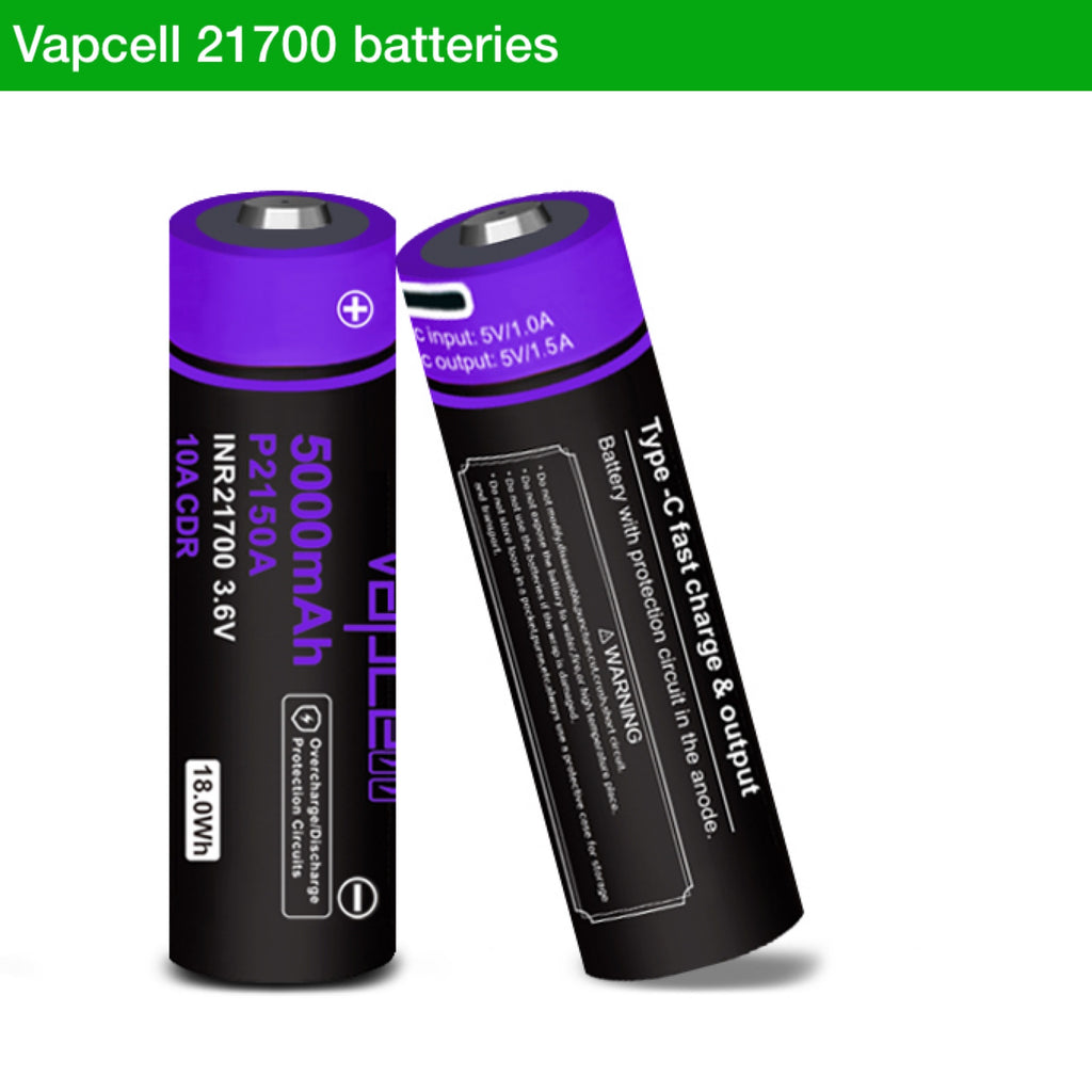 Vapcell P2150A INR21700 5000mAh 3.6V 18Wh 10A USB Type-C Rechargeable Battery