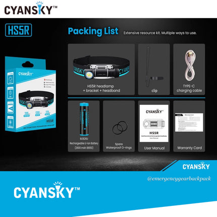 Cyansky HS5R Multifunction Headlamp 1300LMS 200M