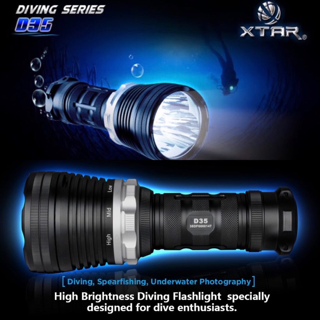 XTAR D35 2800lm 78500cd 560m Diving Flashlight