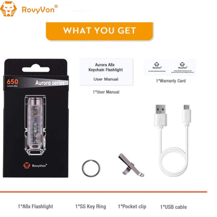 RovyVon Aurora A8x Amber/Red/Blue Multifunction EDC Keychain Flashlight