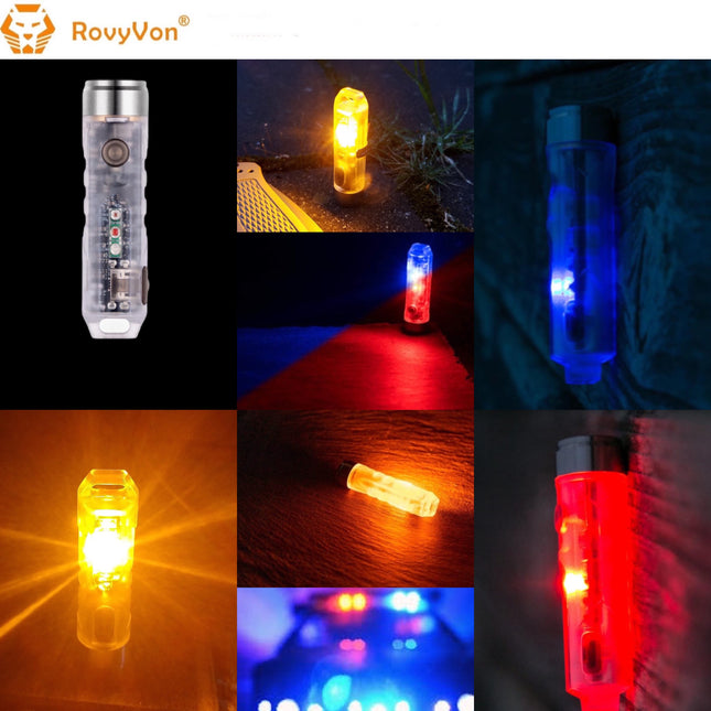 RovyVon Aurora A8x Amber/Red/Blue Multifunction EDC Keychain Flashlight