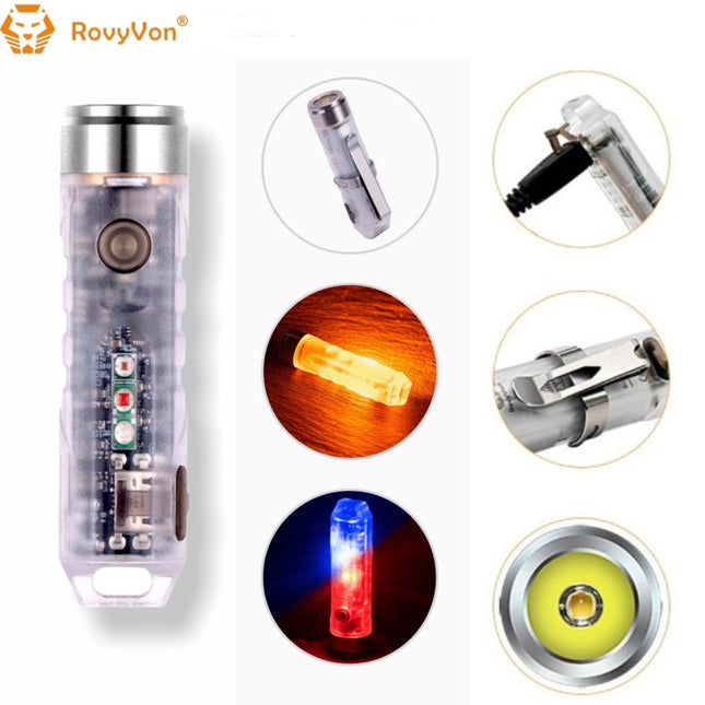 RovyVon Aurora A8x Amber/Red/Blue Multifunction EDC Keychain Flashlight