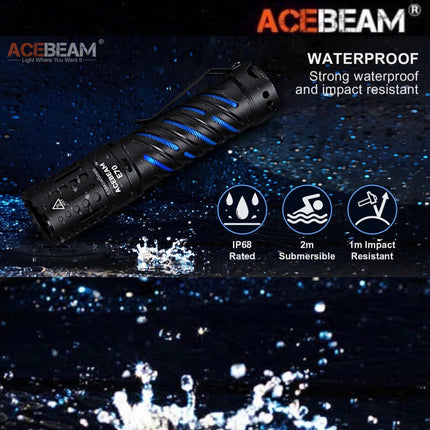 ACEBEAM E70 - AL Compact 21700 Flashlight 4600 Lumens (ไม่รวมแบตเตอรี่) - Emergency Gear Backpack