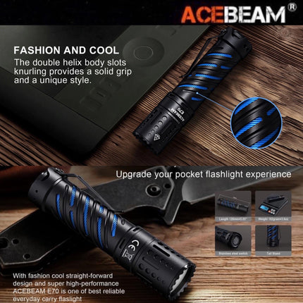 ACEBEAM E70 - AL Compact 21700 Flashlight 4600 Lumens (ไม่รวมแบตเตอรี่) - Emergency Gear Backpack