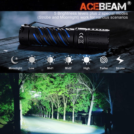 ACEBEAM E70 - AL Compact 21700 Flashlight 4600 Lumens (ไม่รวมแบตเตอรี่) - Emergency Gear Backpack