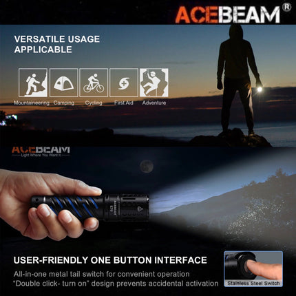 ACEBEAM E70 - AL Compact 21700 Flashlight 4600 Lumens (ไม่รวมแบตเตอรี่) - Emergency Gear Backpack