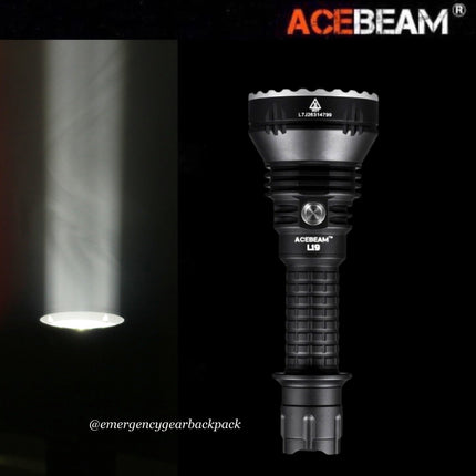 ACEBEAM L19 Long Range Flashlight 1300M (ไม่รวมแบตเตอรี่) - Emergency Gear Backpack