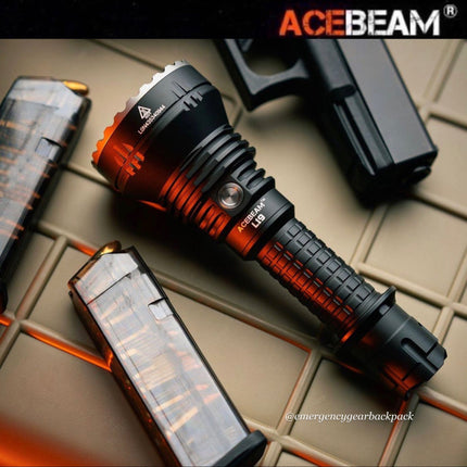ACEBEAM L19 Long Range Flashlight 1300M (ไม่รวมแบตเตอรี่) - Emergency Gear Backpack