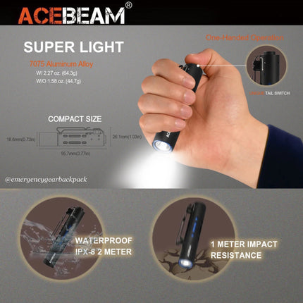 ACEBEAM Rider RX Fidget EDC Flashlight - Emergency Gear Backpack