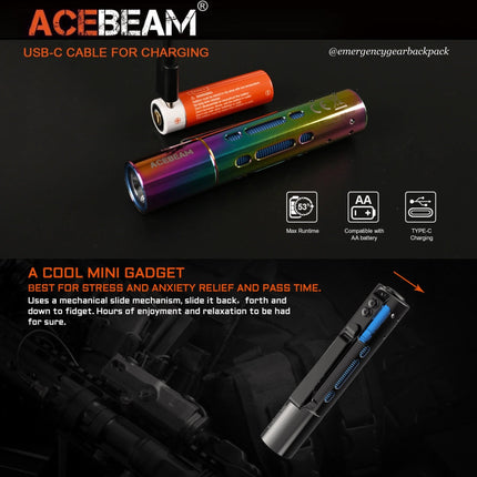 ACEBEAM Rider RX Fidget EDC Flashlight - Emergency Gear Backpack