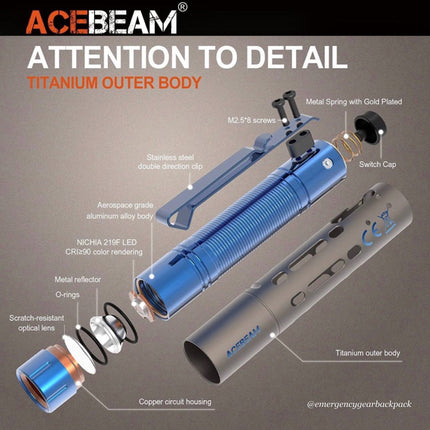 ACEBEAM Rider RX Fidget EDC Flashlight - Emergency Gear Backpack