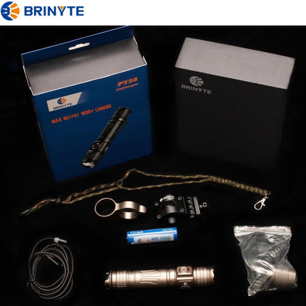 BRINYTE PT28 Oathkeeper Tactical Flashlight 1600 LM 245M - Emergency Gear Backpack