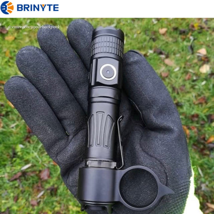 BRINYTE PT28 Oathkeeper Tactical Flashlight 1600 LM 245M - Emergency Gear Backpack