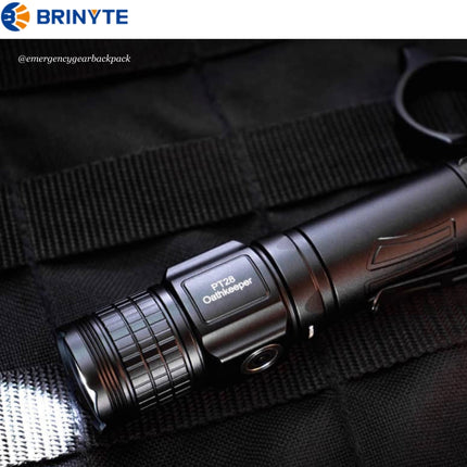 BRINYTE PT28 Oathkeeper Tactical Flashlight 1600 LM 245M - Emergency Gear Backpack