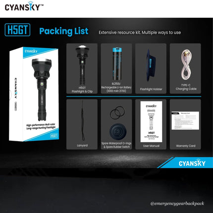 Cyansky H5GT Dual - light source Searchlight - Emergency Gear Backpack