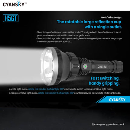 Cyansky H5GT Dual - light source Searchlight - Emergency Gear Backpack