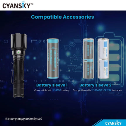 Cyansky K3 V2.0 Tactical Flashlight 2000LMS 700M - Emergency Gear Backpack